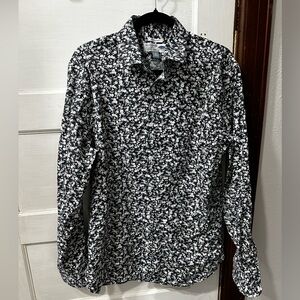 Old Navy Charcoal and White Floral Men's Shirt